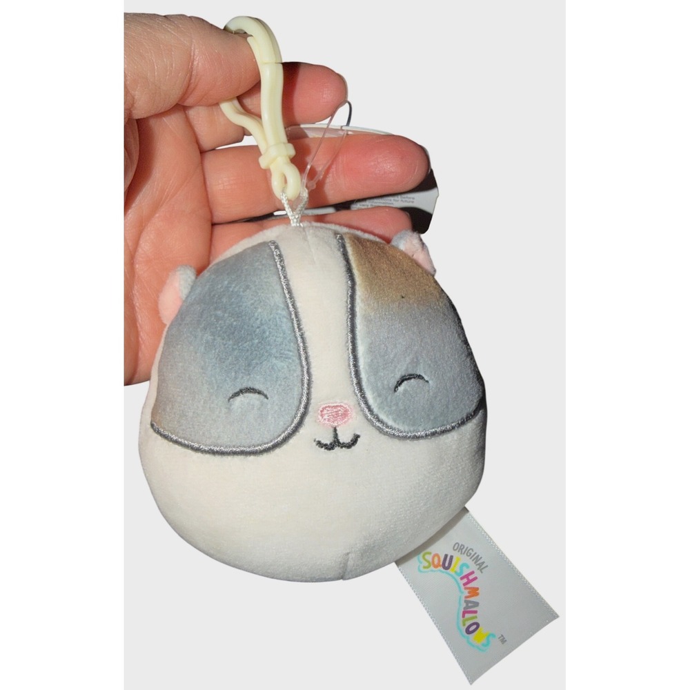 Squishmallows Pax Hamster Kids 3.5 Inch White Plush Keychain Clip NWT‎